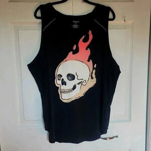 TORRID Wicking Active Black  Tank Sleeveless Flaming Scull Size 4